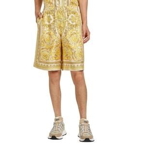$1,295 NWT Versace Borocco Champagne Print 100% Silk Shorts Size 54(38)